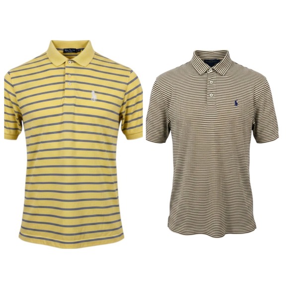 Polo Golf Ralph Lauren Pima Polo Shirts Mens XL Yellow Navy PGA FedEx Cup Lot 2